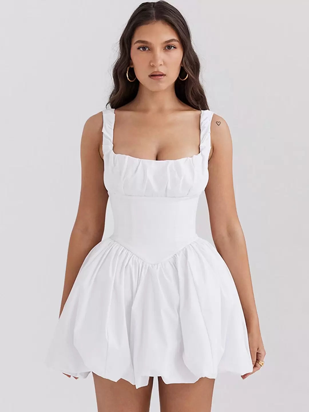 White Ruffle Short Dress