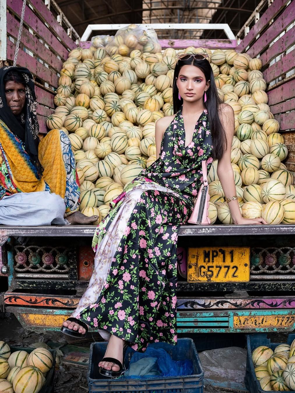 Floral Print Halterneck Backless Maxi Dress