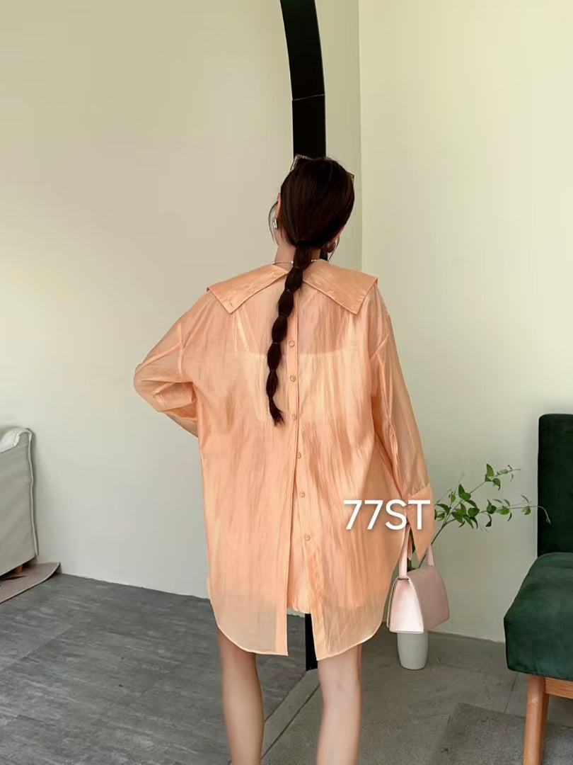 Oversized Fit Embroidered Buttons Shirt & Shorts Coord Set