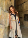 V Neck Asymmetric Cotton Maxi Dress