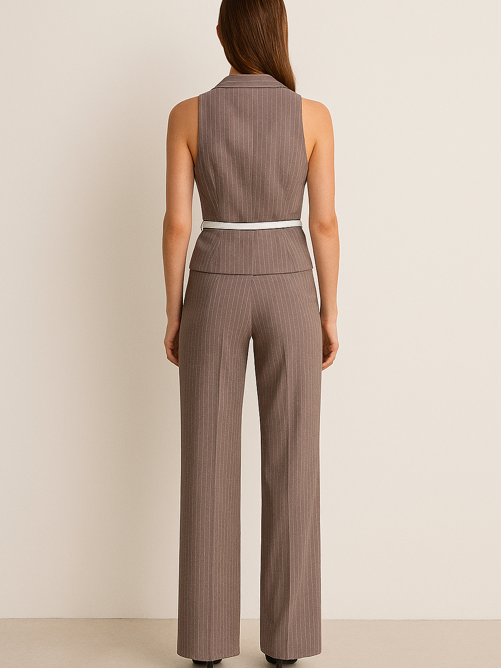 Striped Vest Waist Coat & pants Coord Set with Belt