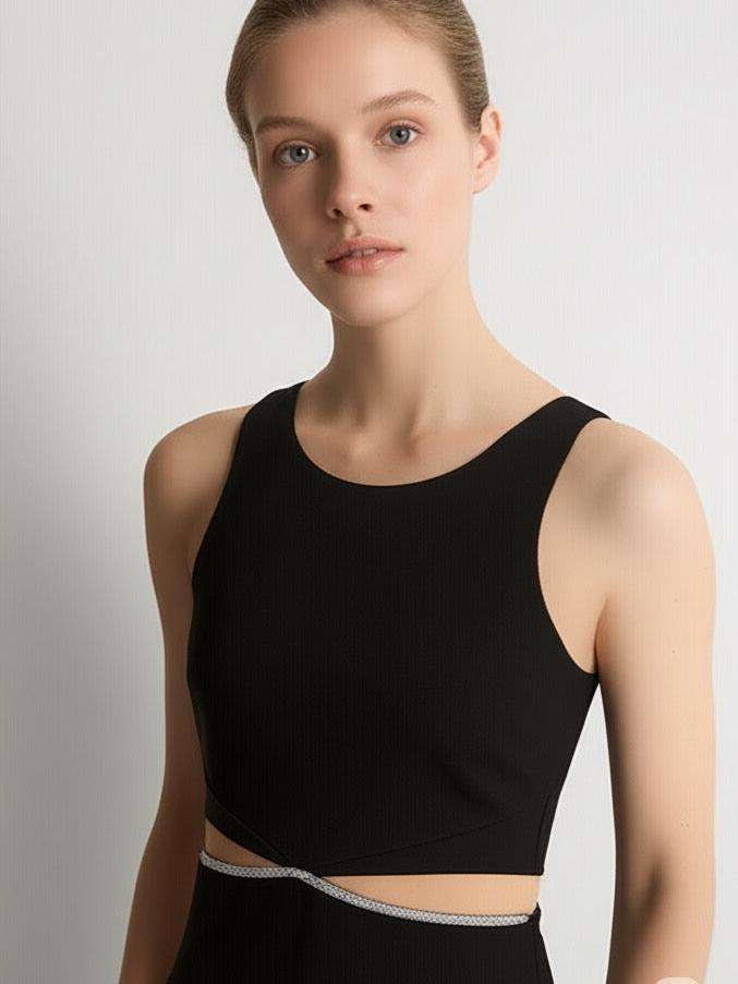 Rhinestone Cutout Backless Sleeveless Top