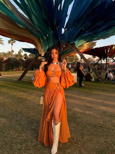 Off Shoulder Crop Top & Ruffle Skirt Coord Set