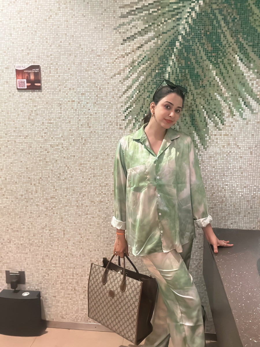 Green Tie Dye Shirt & Pants Coord Set