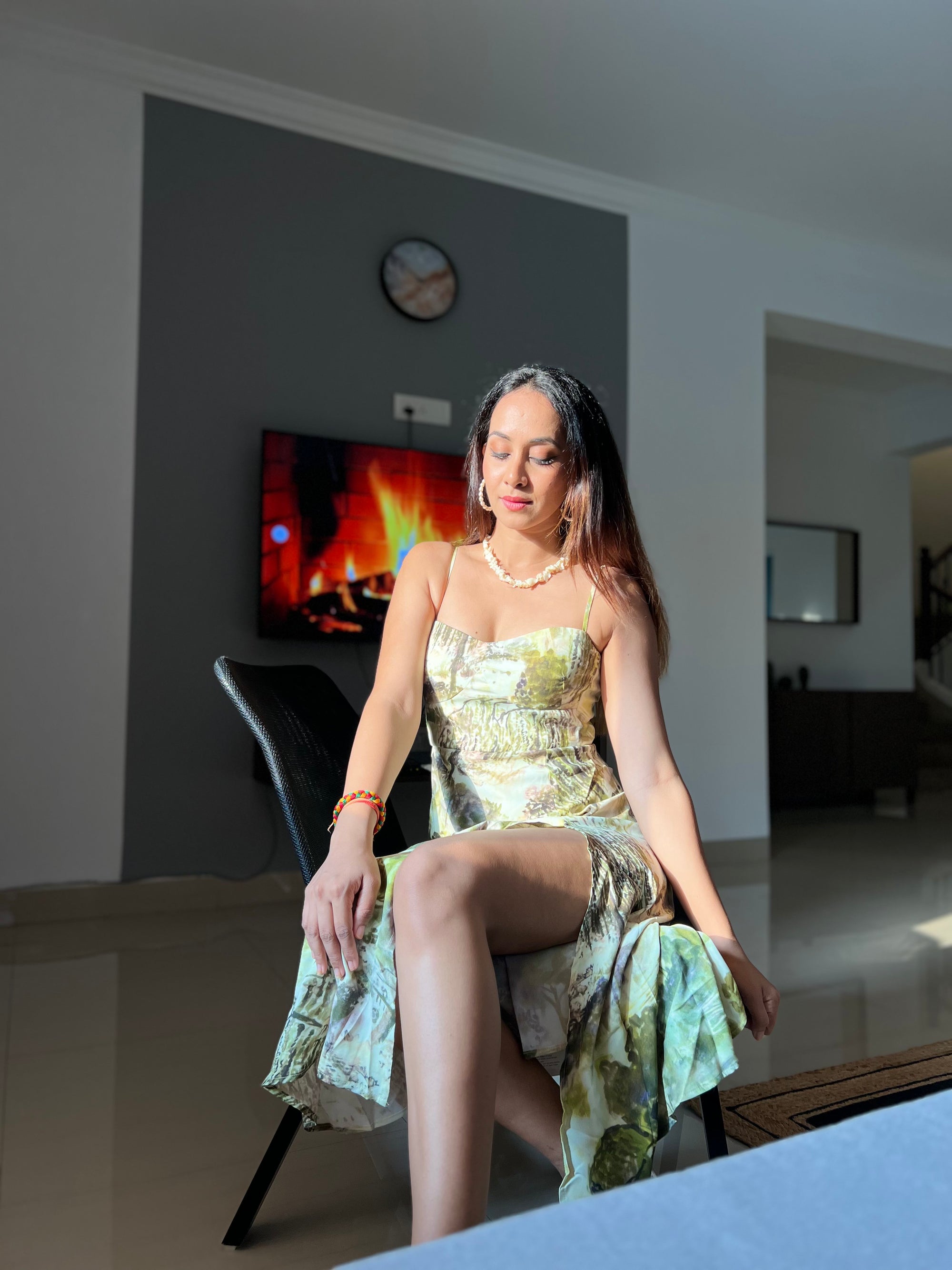 Floral Print Spaghetti Strap Bustier Dress