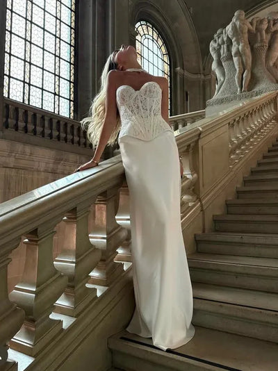 Bandeau Boning Corset Top & Skirt Coord Set