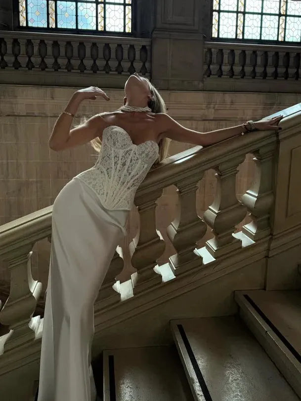 Bandeau Boning Corset Top & Skirt Coord Set