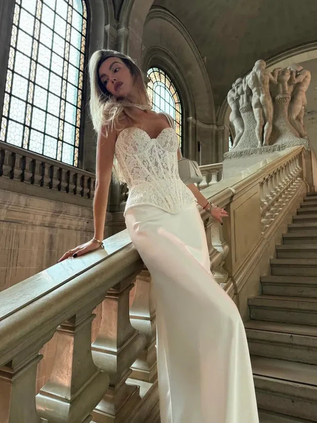 Bandeau Boning Corset Top & Skirt Coord Set