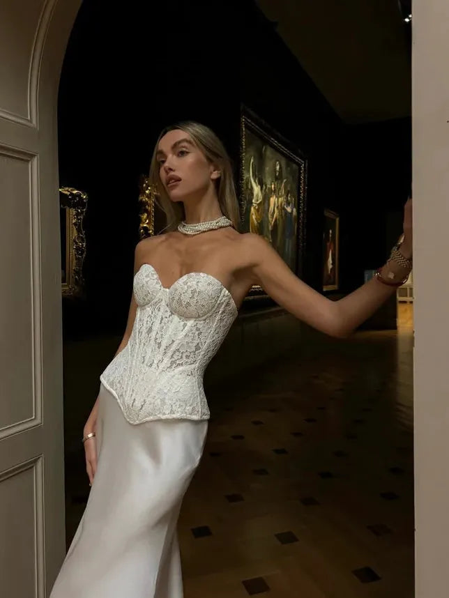 Bandeau Boning Corset Top & Skirt Coord Set