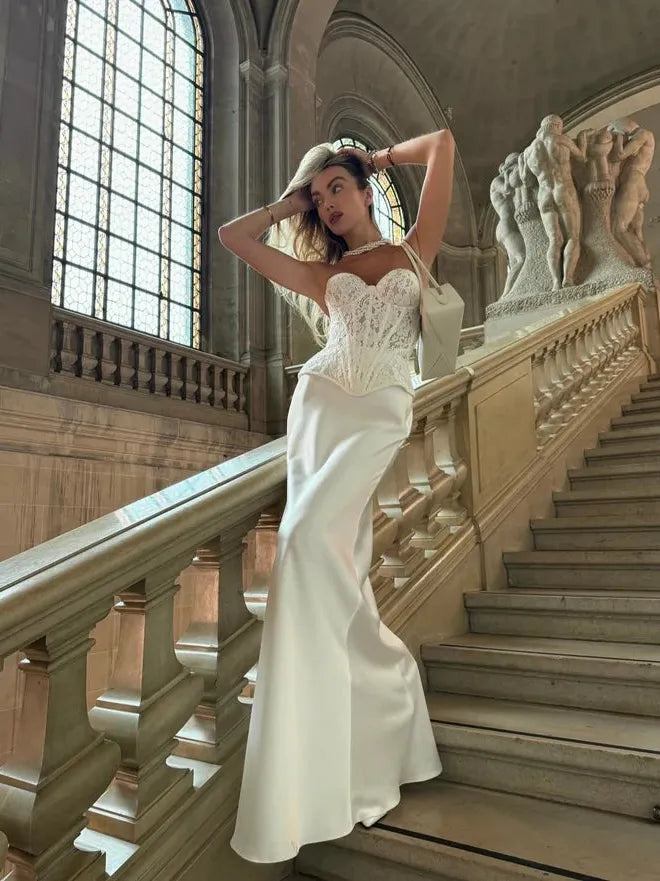 Bandeau Boning Corset Top & Skirt Coord Set