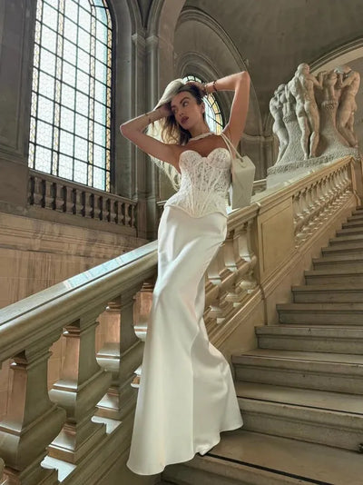 Bandeau Boning Corset Top & Skirt Coord Set