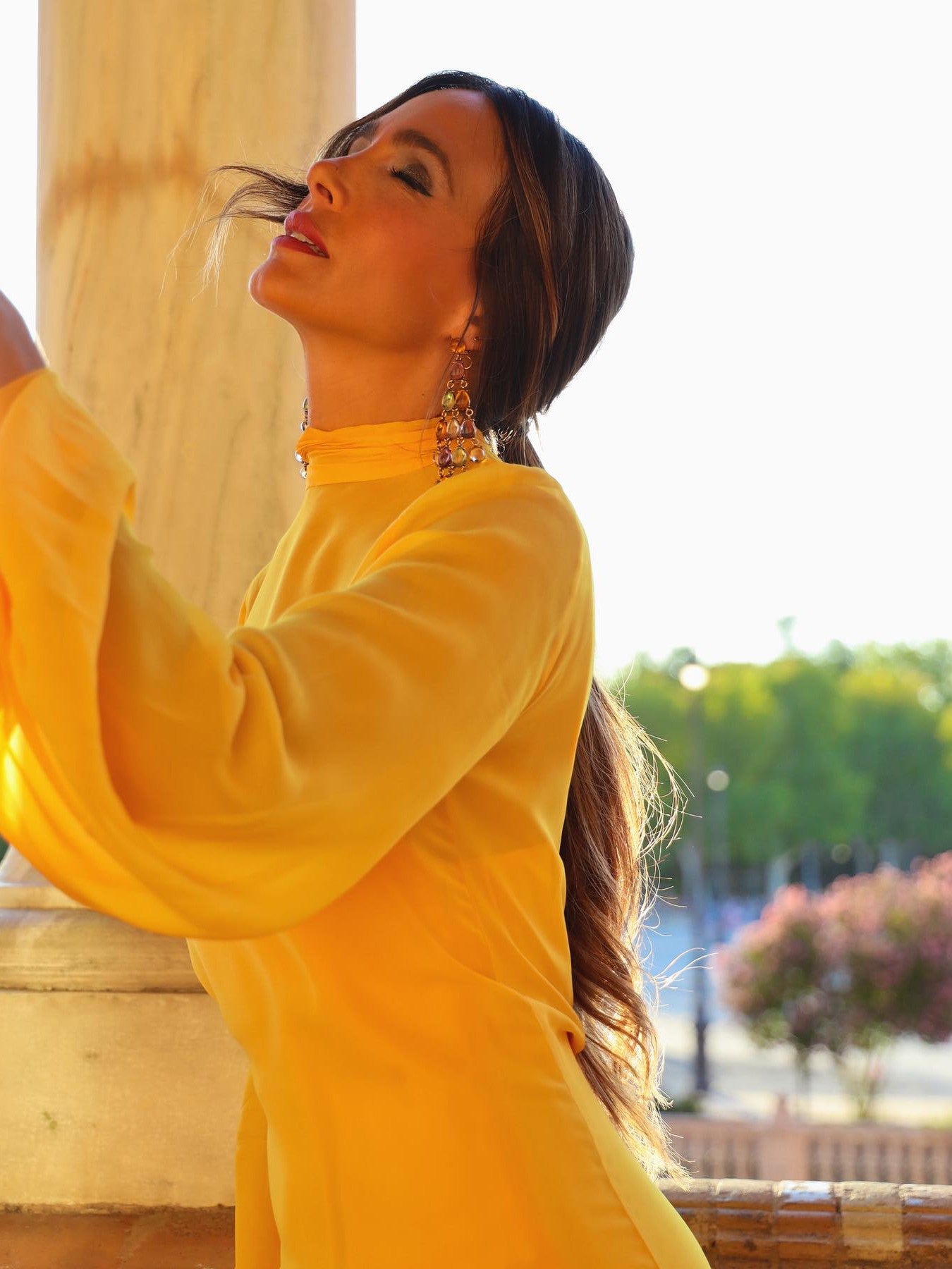 Fall Translucent Feather Dress Orange