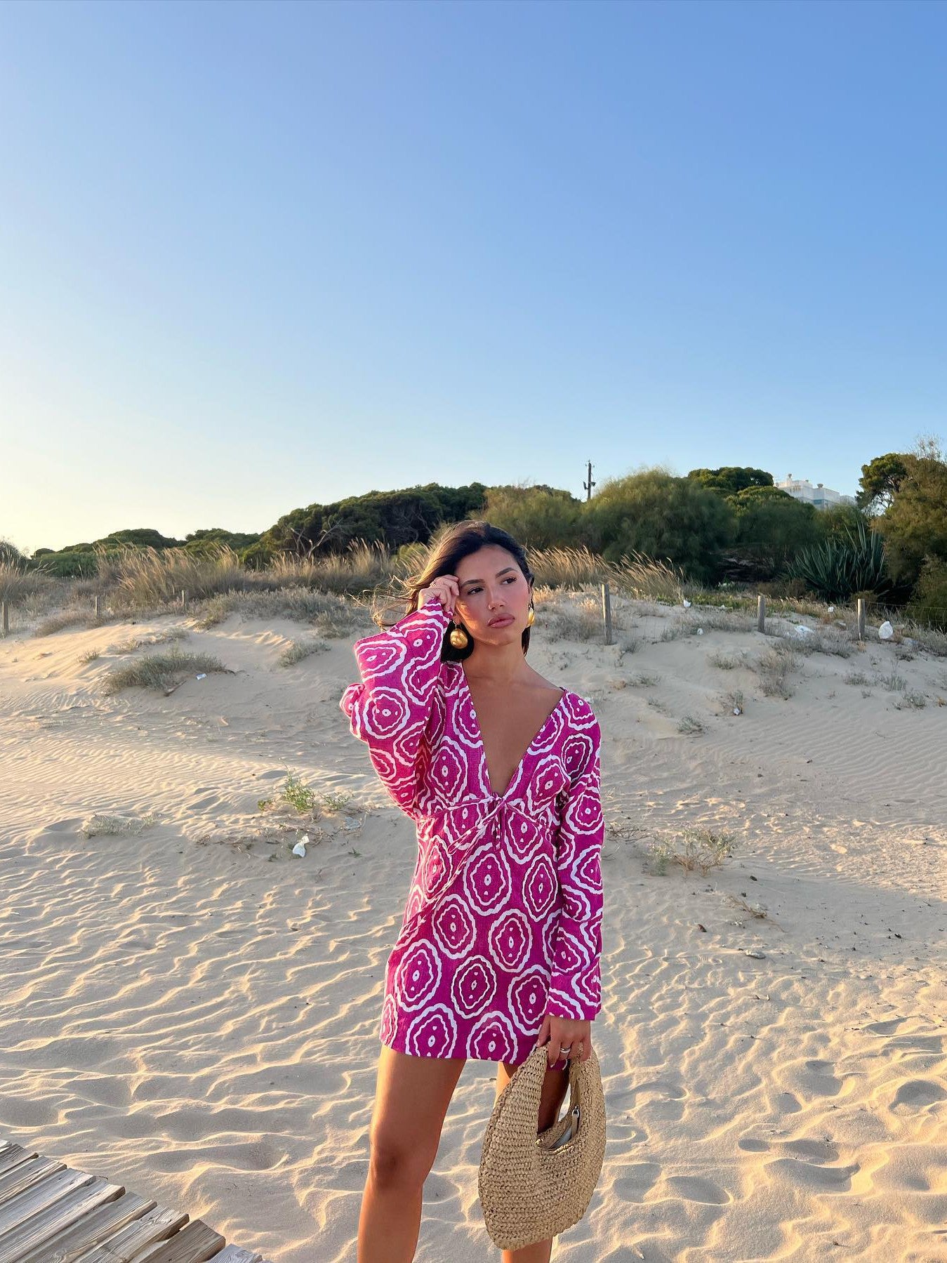 Pink Printed Short Dress