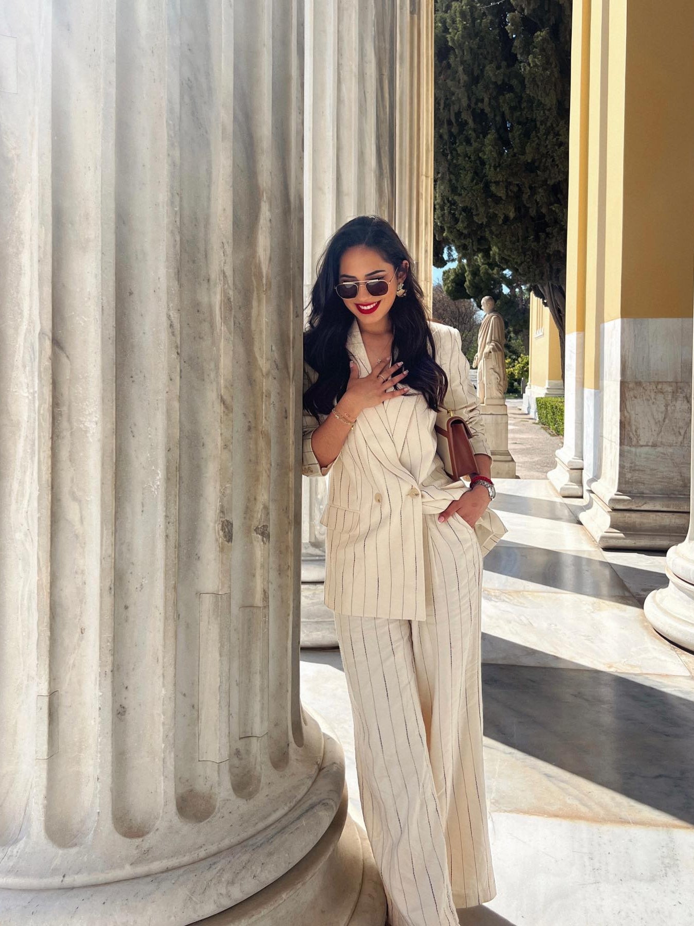 Striped Blazer & Wide Leg pants Coord Set