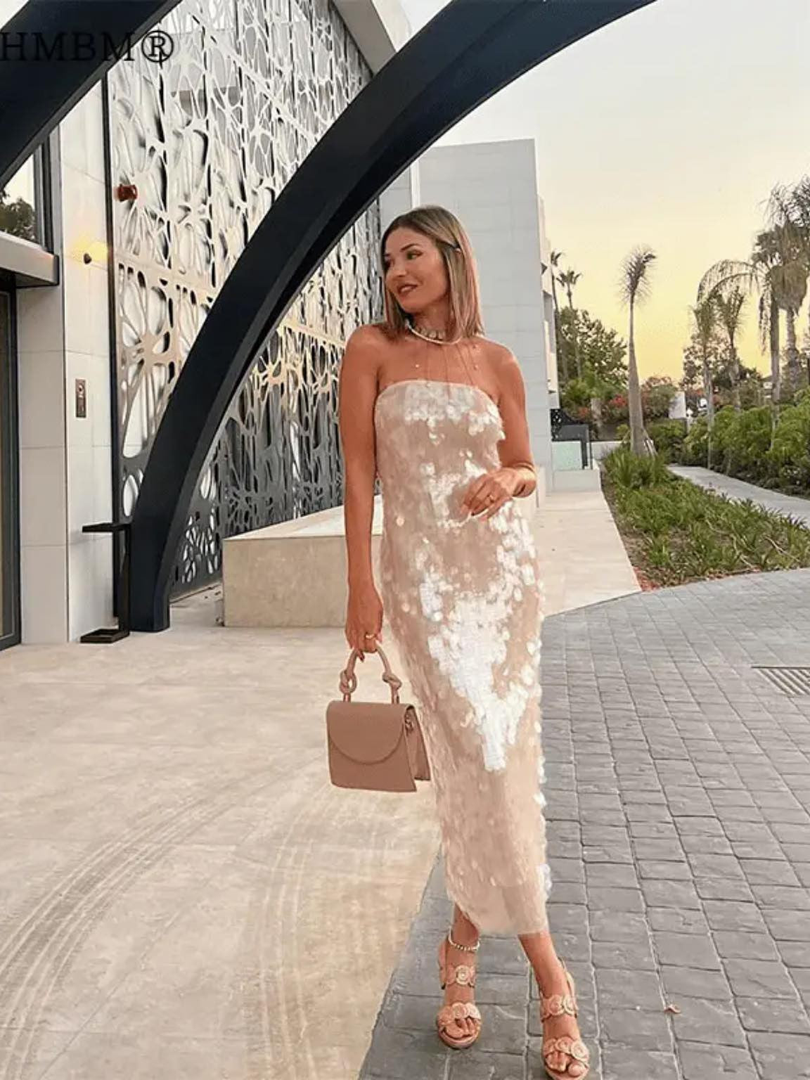 Strapless Coin Sequins Mash Tube Dress