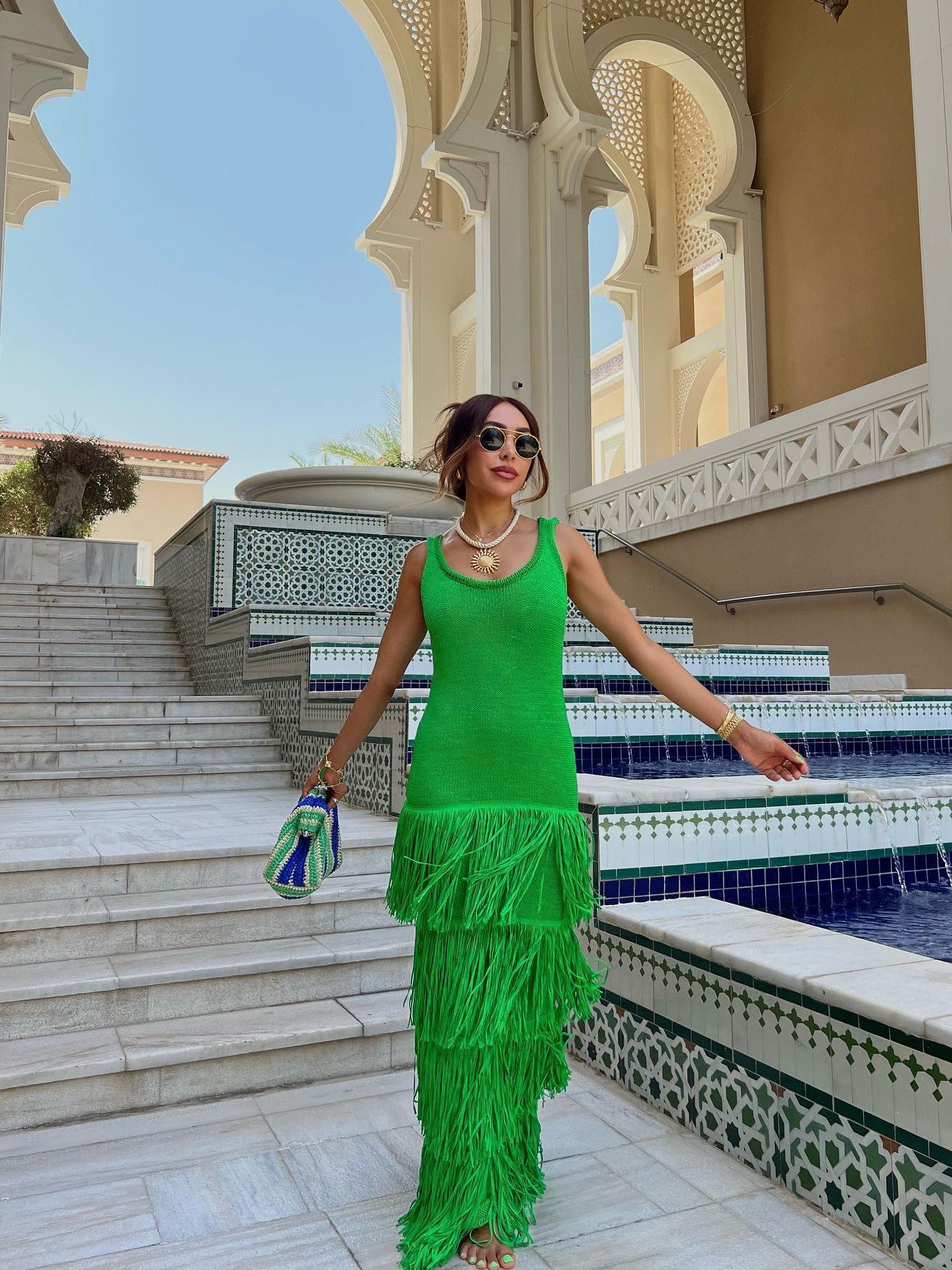 Knitted Tassel Fringe Maxi Dress