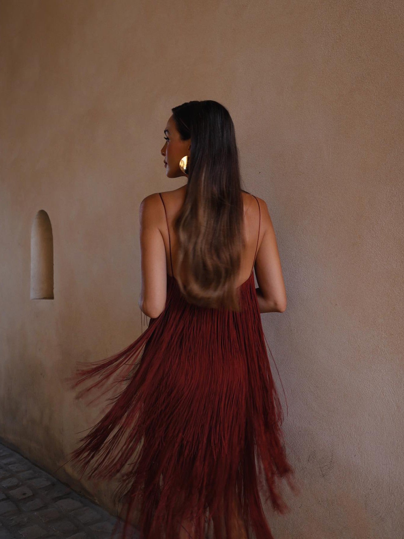 Fringe Tassel Vintage Brown Dress