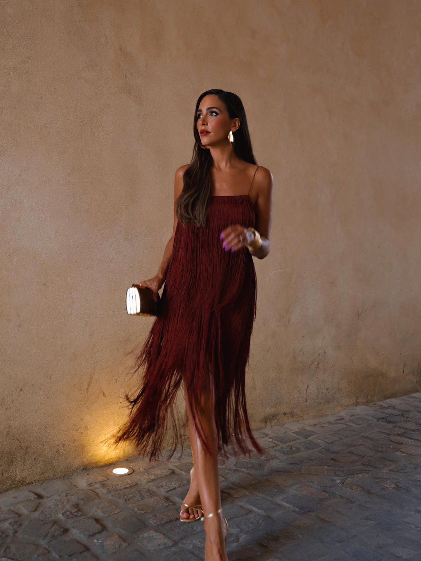 Fringe Tassel Vintage Brown Dress