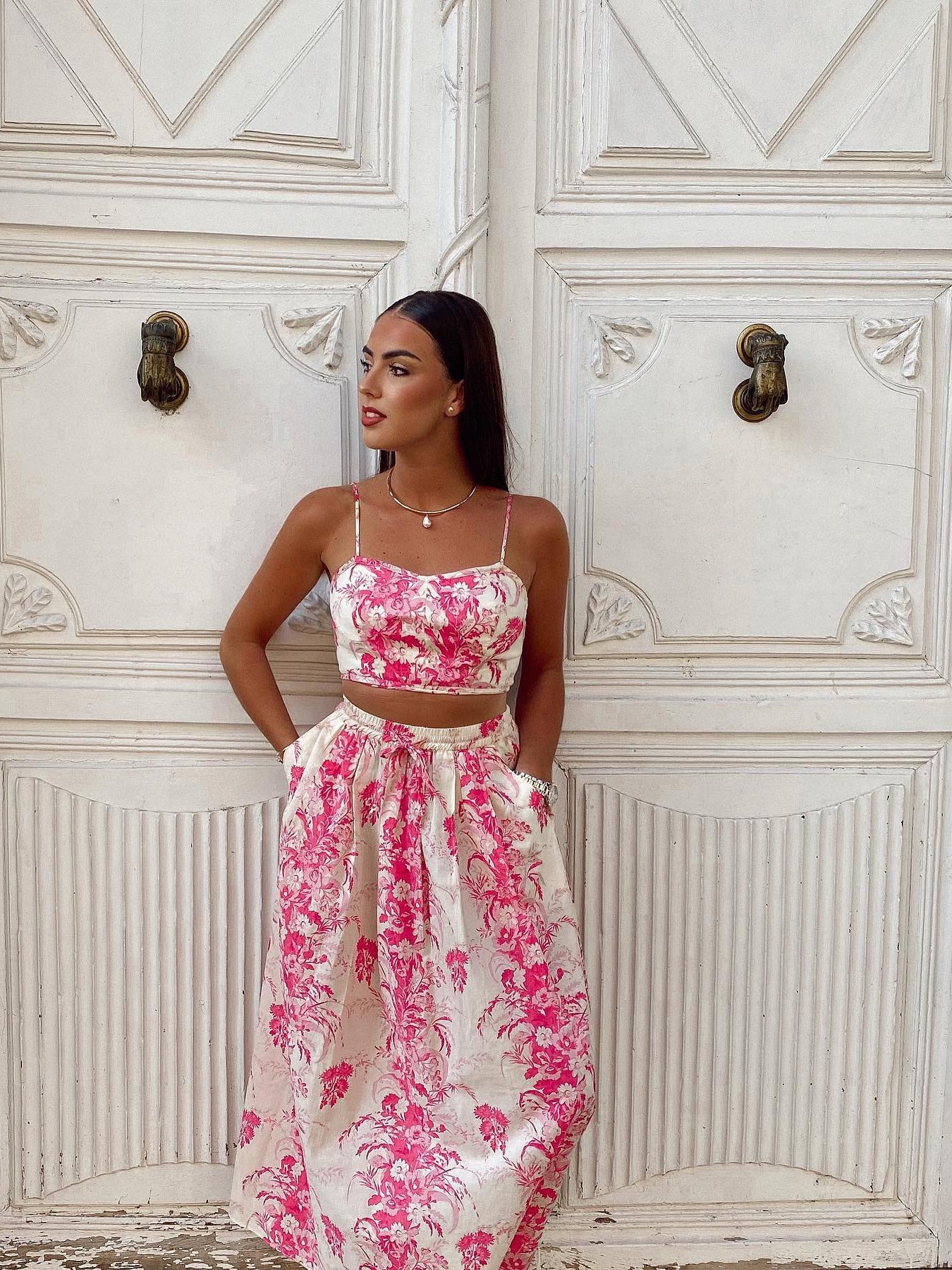 Spaghetti Strap Cami Top & Skirt Coord Set