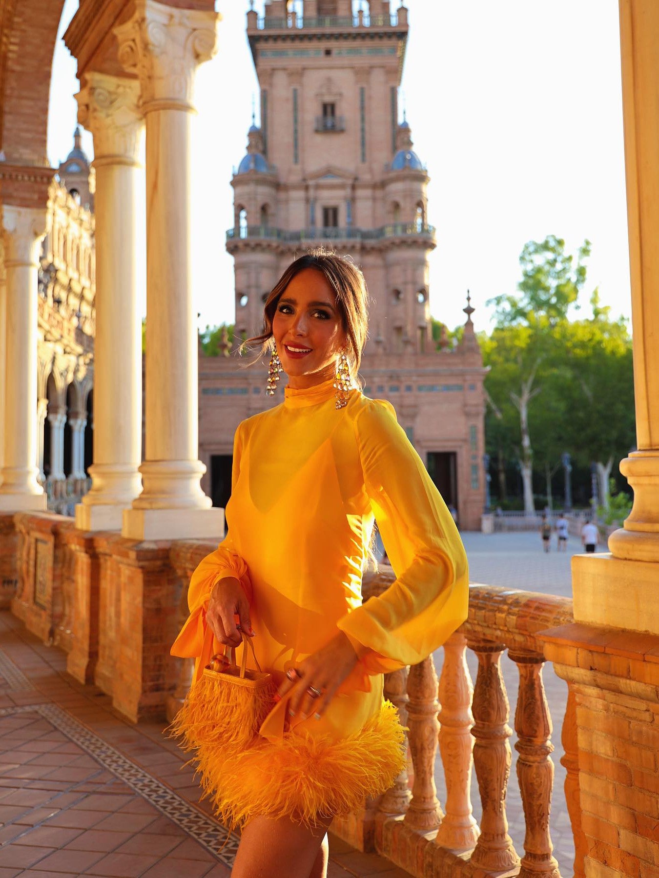 Orange shop feather dress