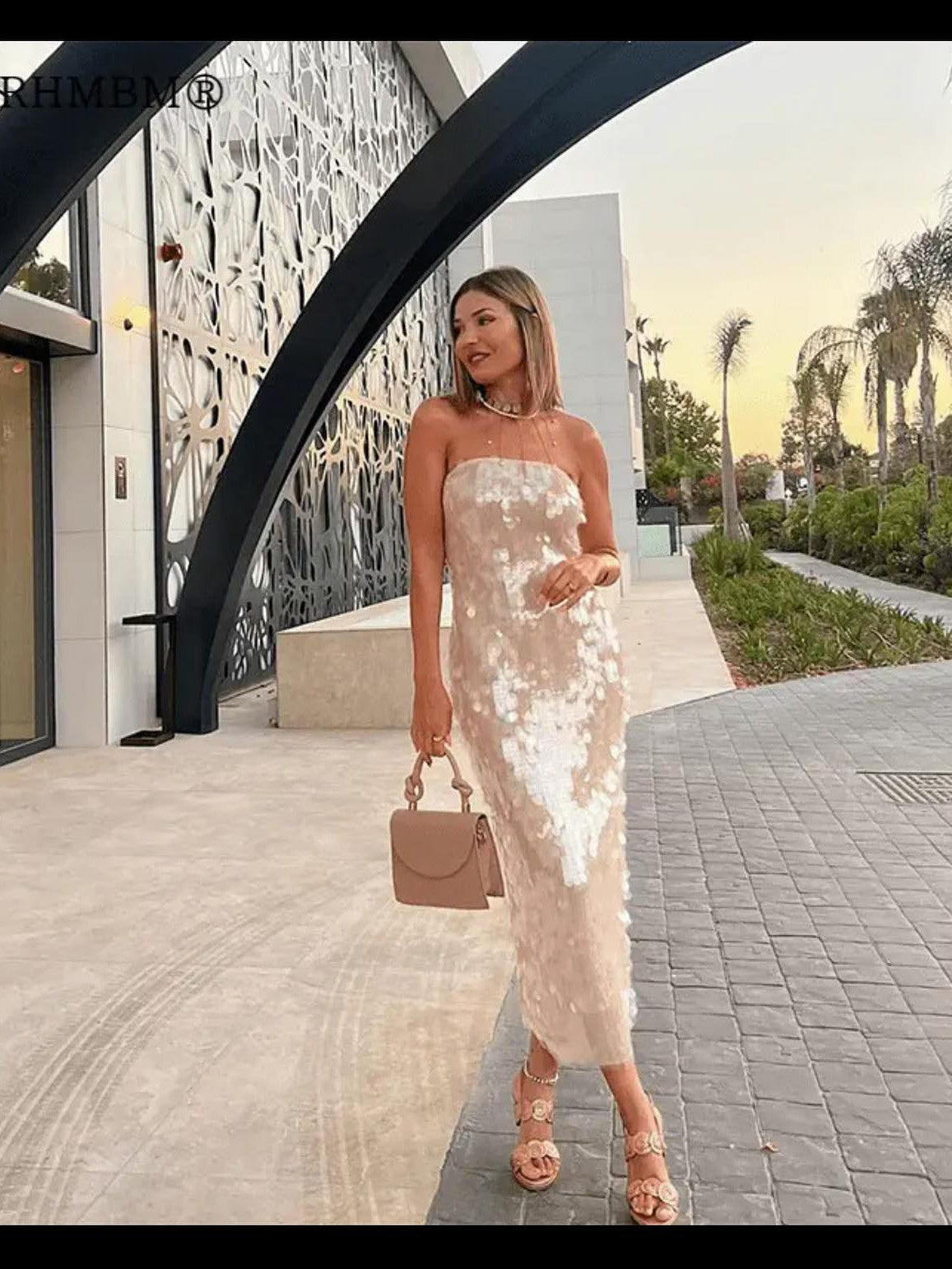 Strapless Coin Sequins Mash Tube Dress