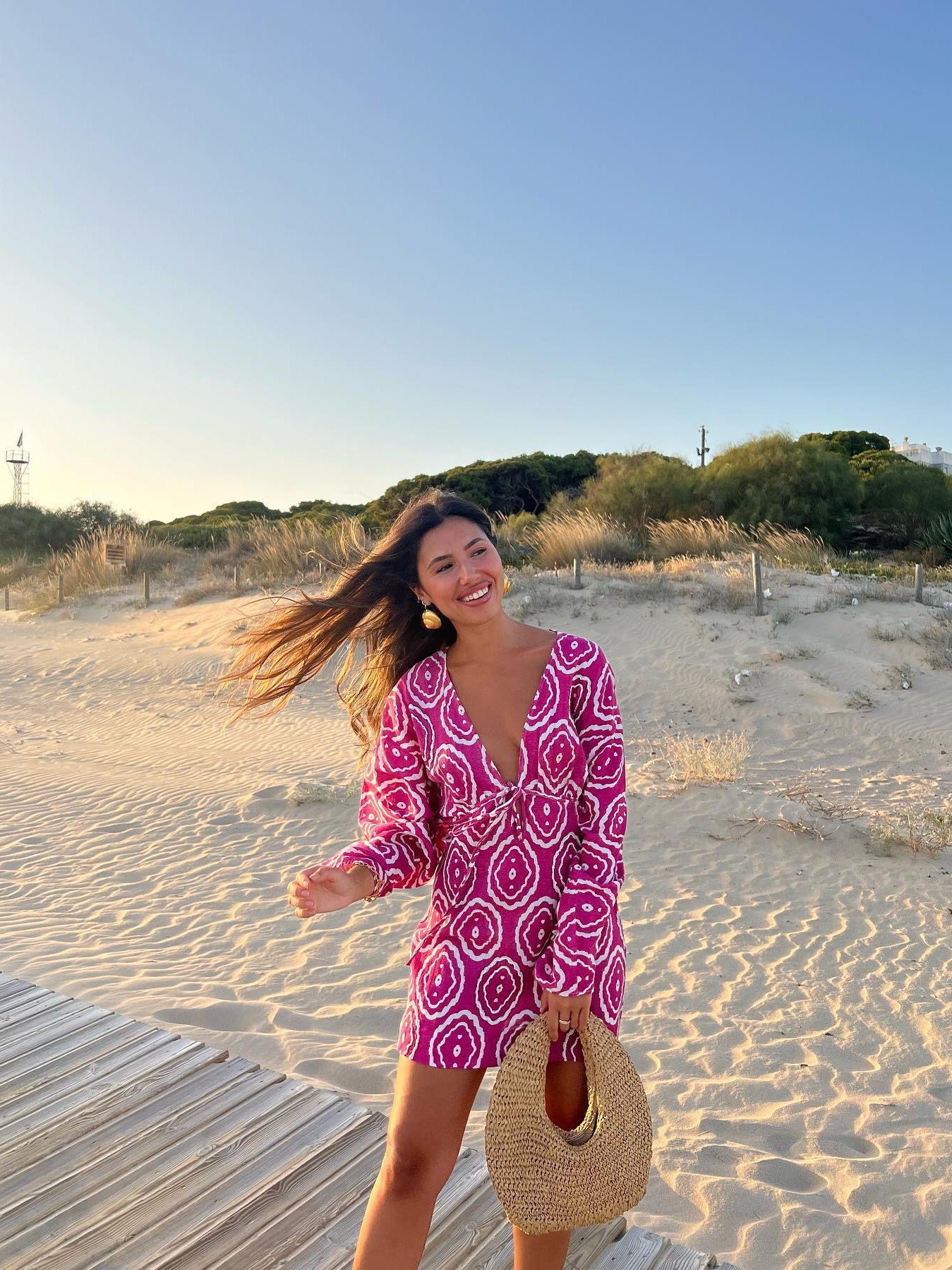 Pink Printed Short Dress