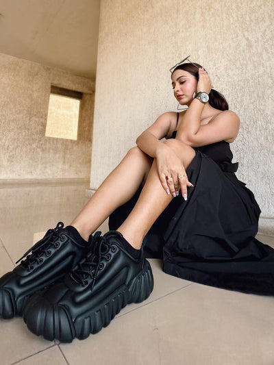 Black Amelia Dress with Belt