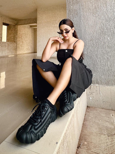 Black Amelia Dress with Belt