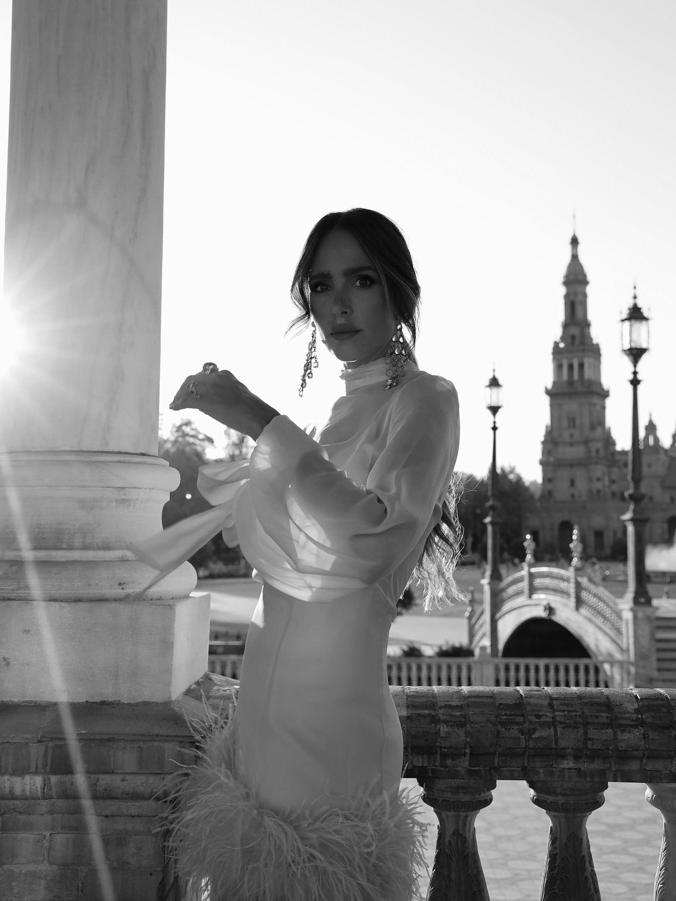 Fall Translucent Feather Dress Orange