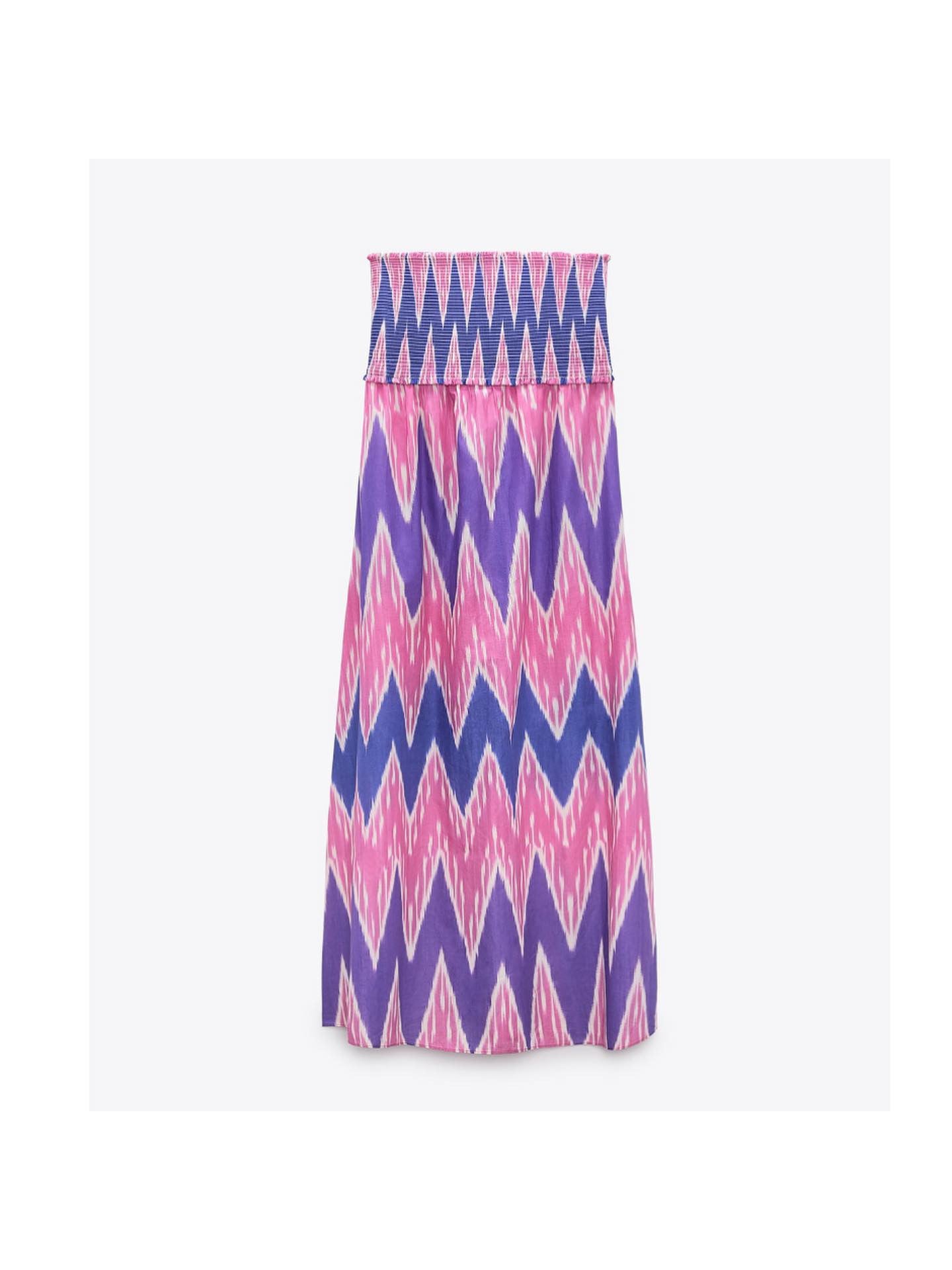 Strapless Tube Geometric Print Maxi Dress