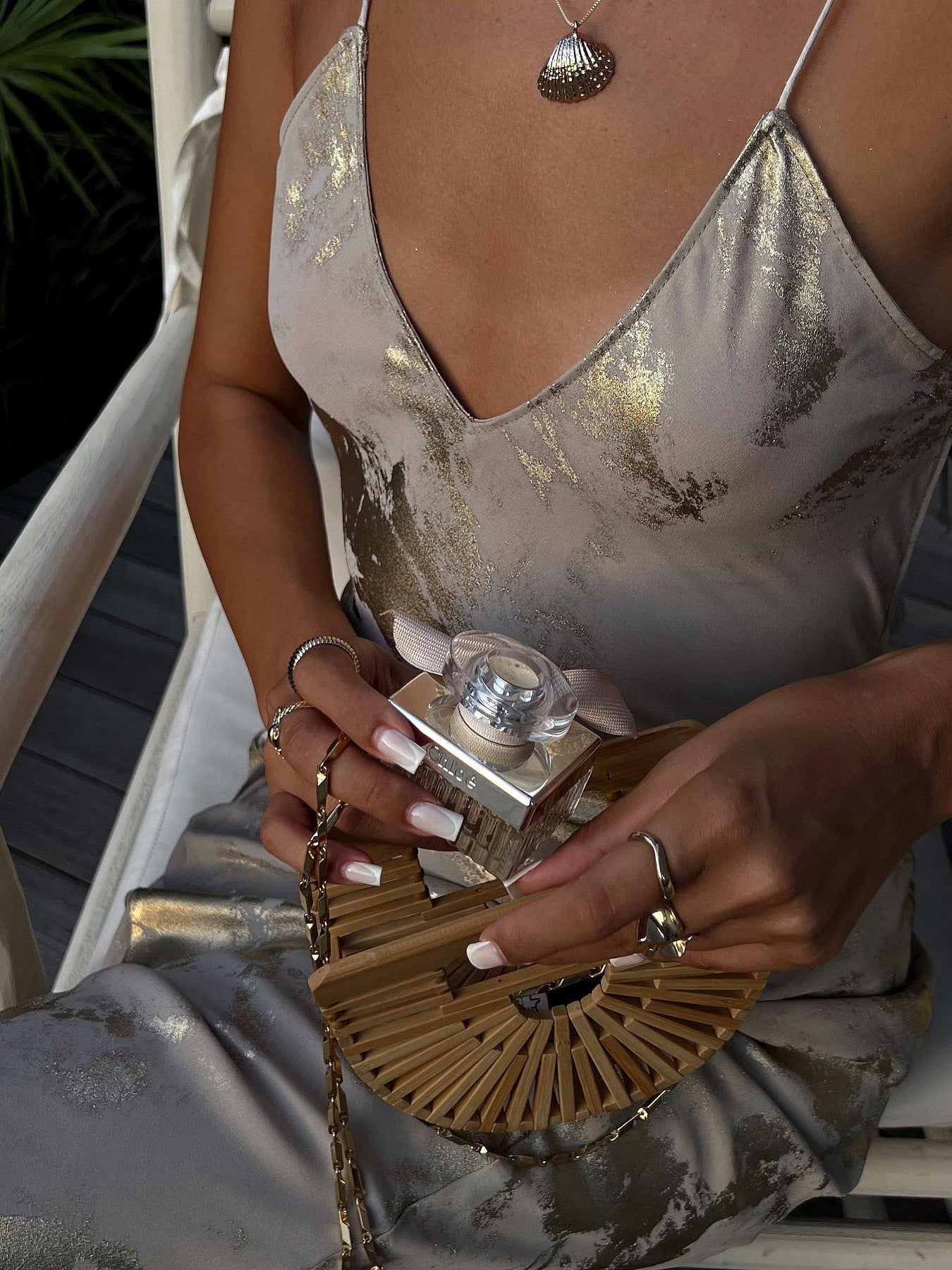 Spaghetti Strap Metallic Silver Backless Maxi Dress