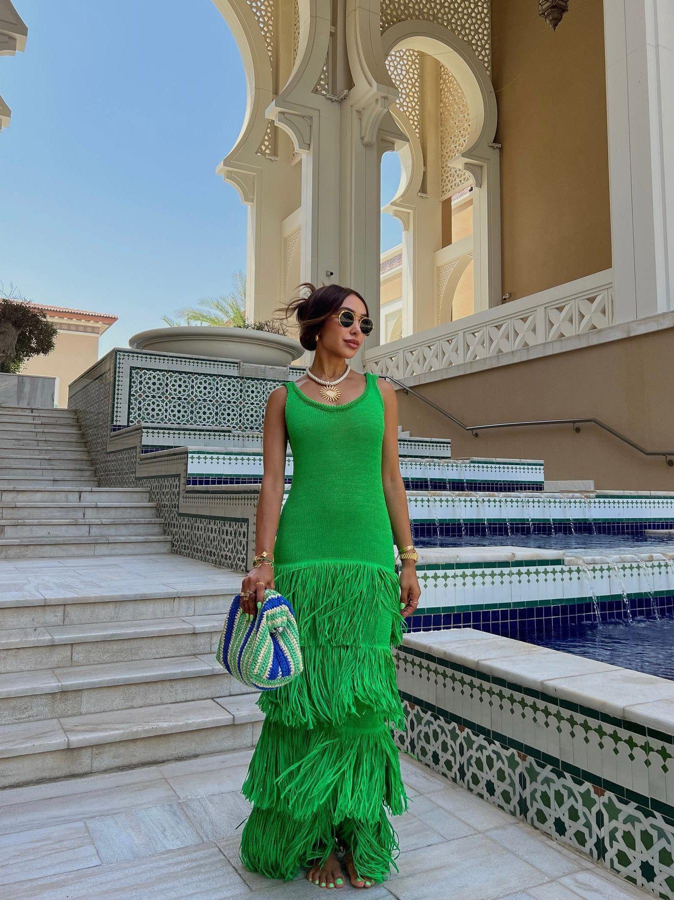 Knitted Tassel Fringe Maxi Dress