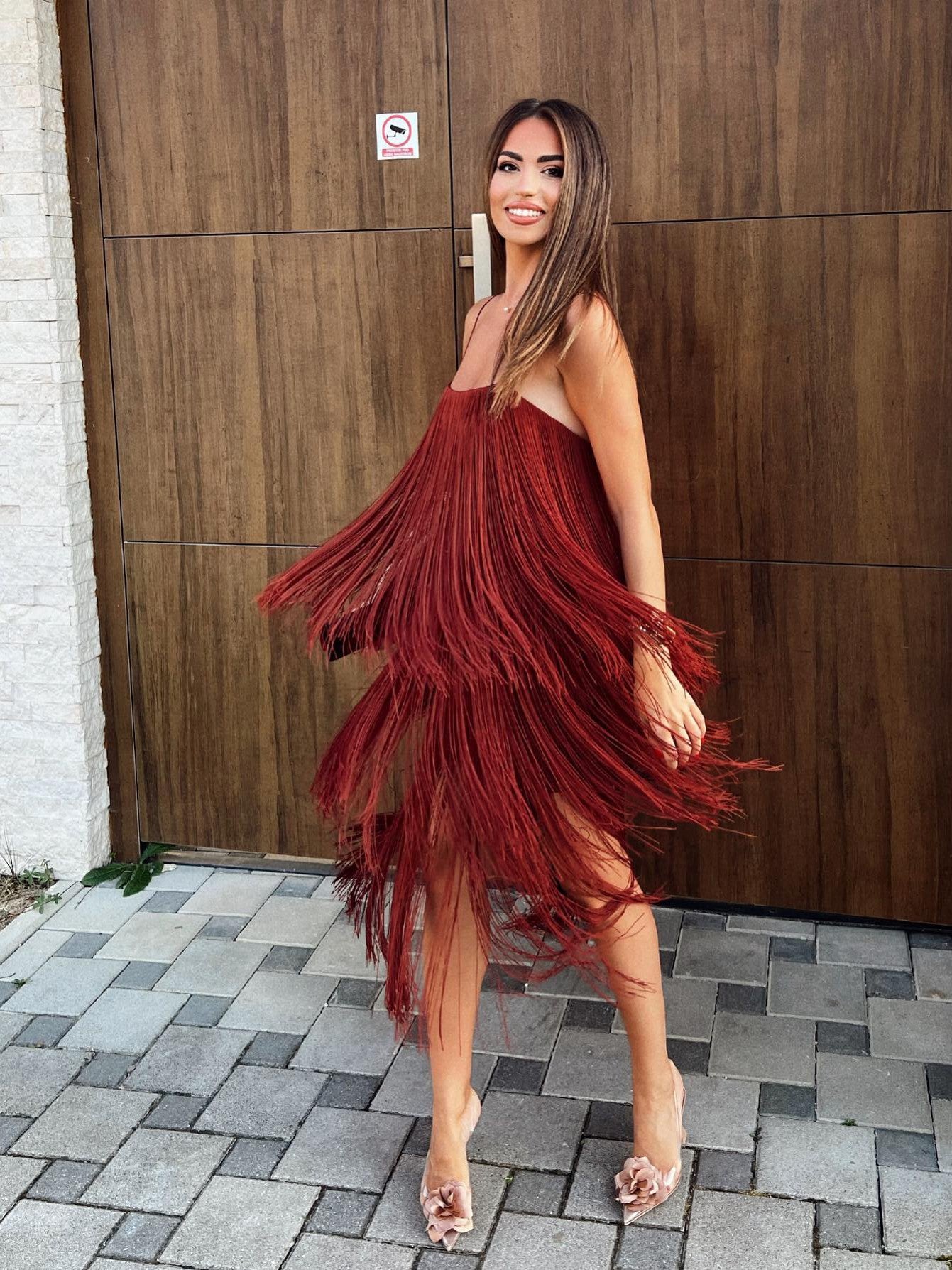 Fringe Tassel Vintage Brown Dress