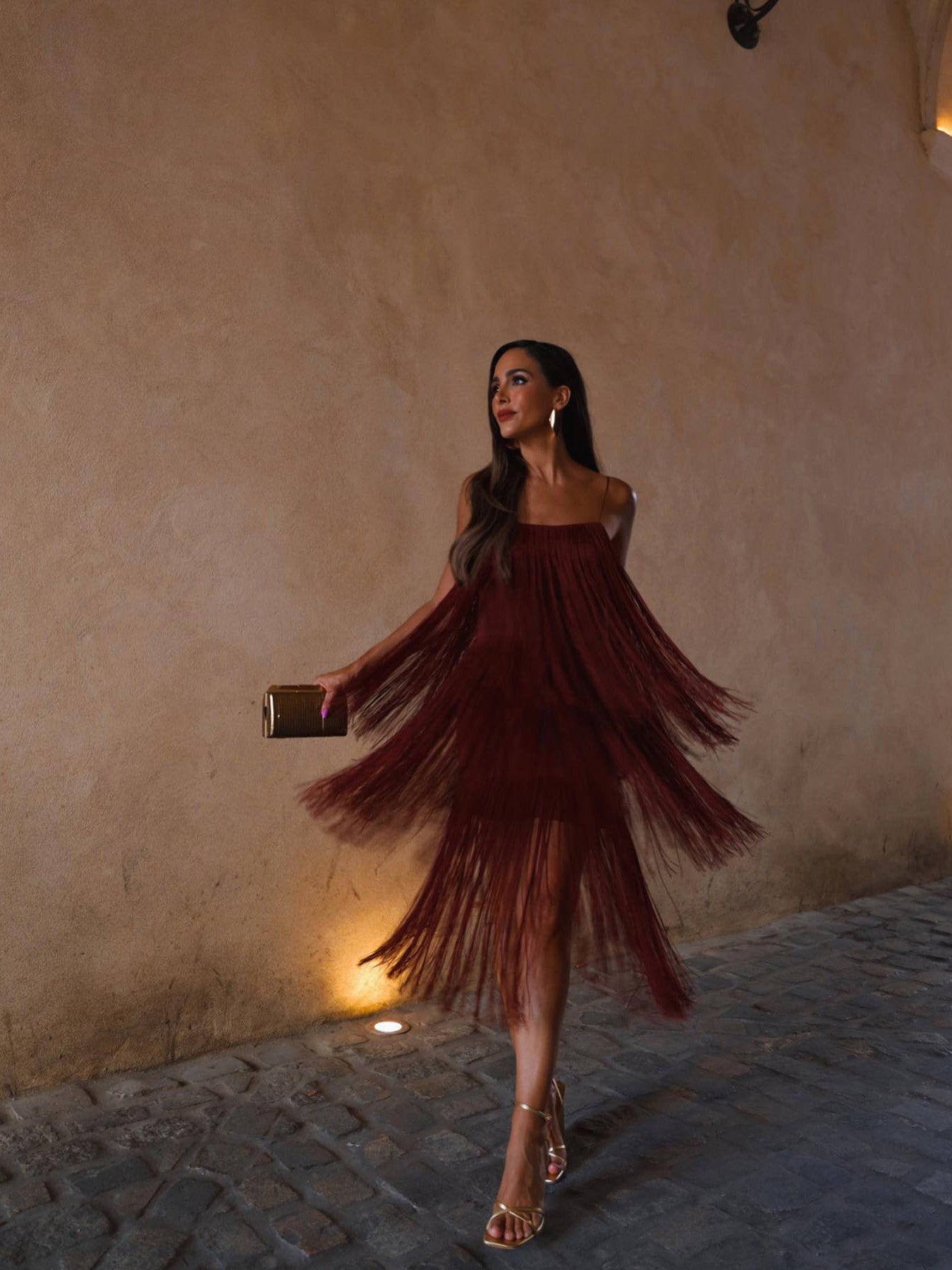 Fringe Tassel Vintage Brown Dress