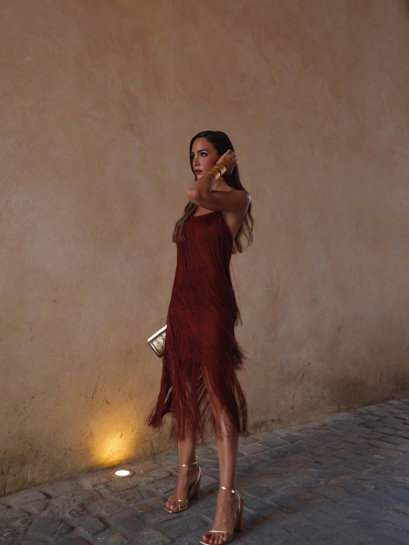 Fringe Tassel Vintage Brown Dress