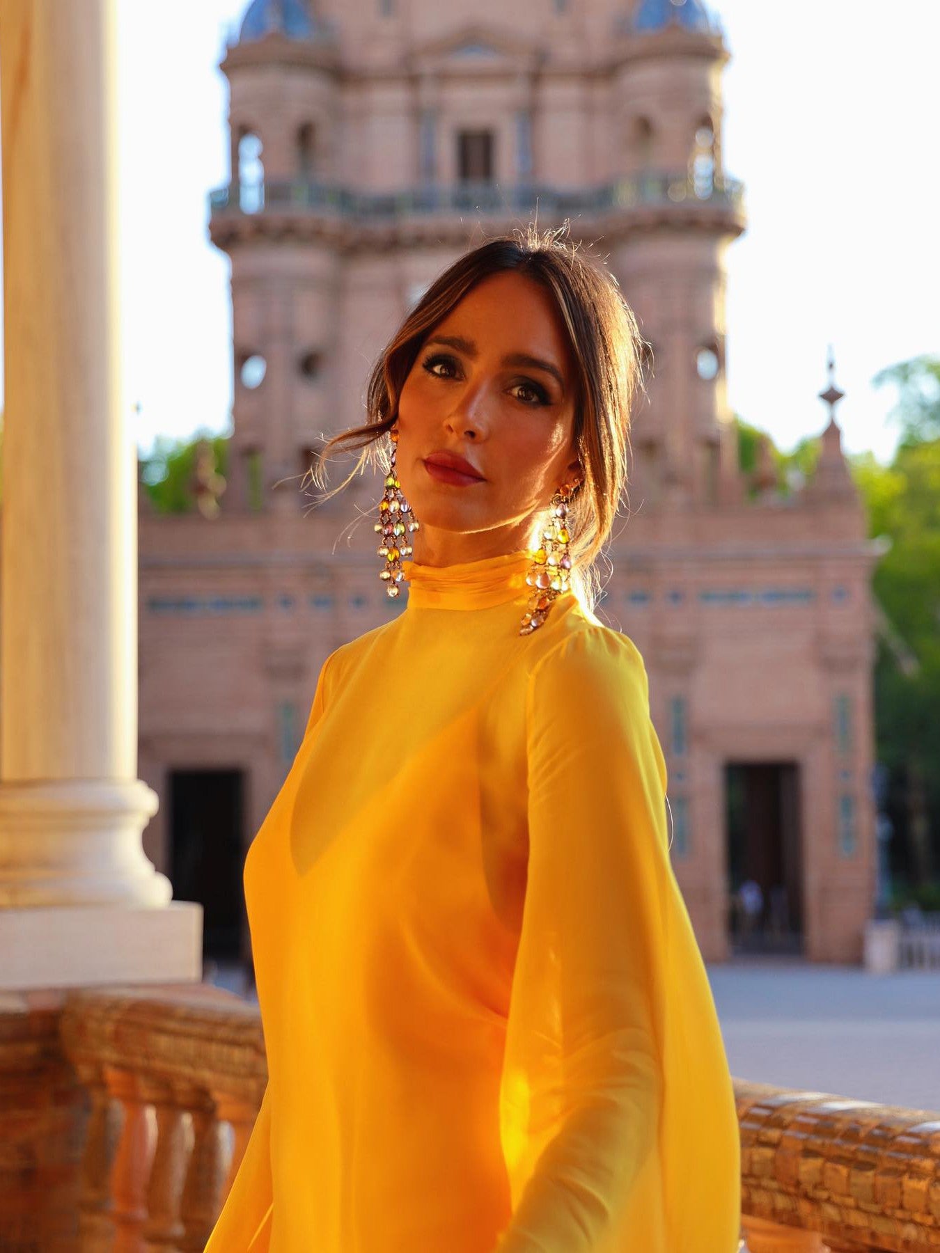 Fall Translucent Feather Dress Orange