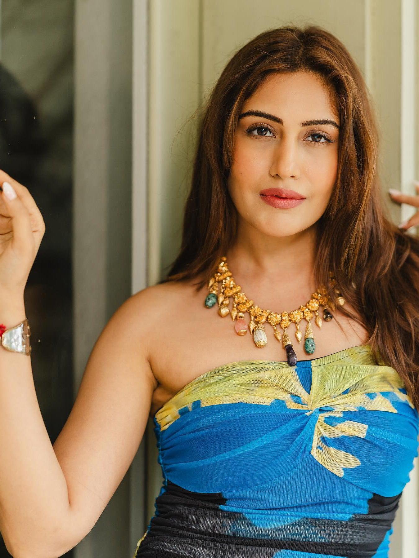 Floral Print Tube Strapless Mesh Tulle Dress