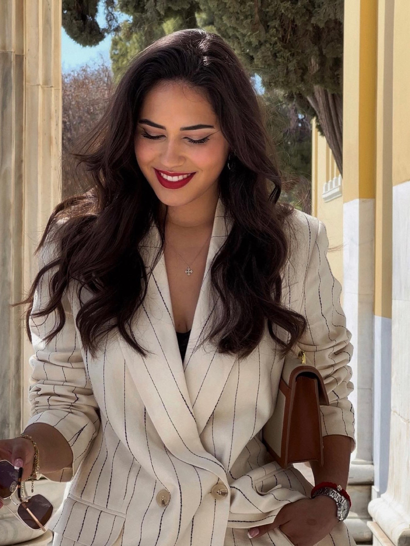 Striped Blazer & Wide Leg pants Coord Set