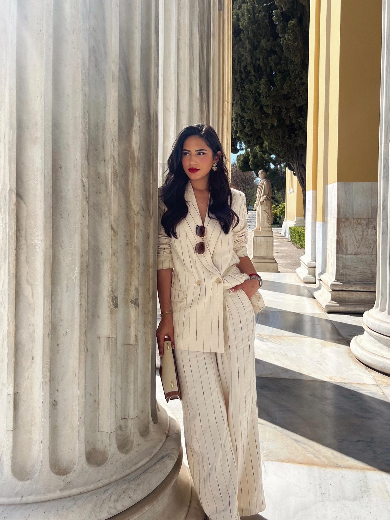 Striped Blazer & Wide Leg pants Coord Set