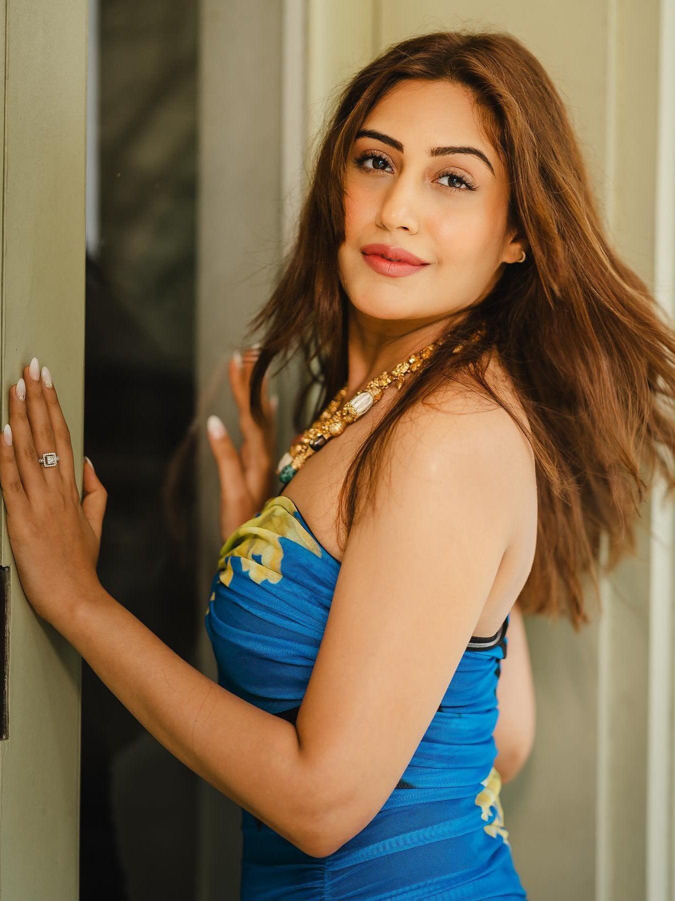 Floral Print Tube Strapless Mesh Tulle Dress