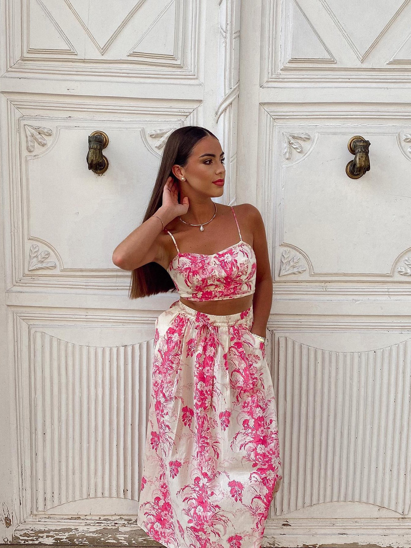 Spaghetti Strap Cami Top & Skirt Coord Set