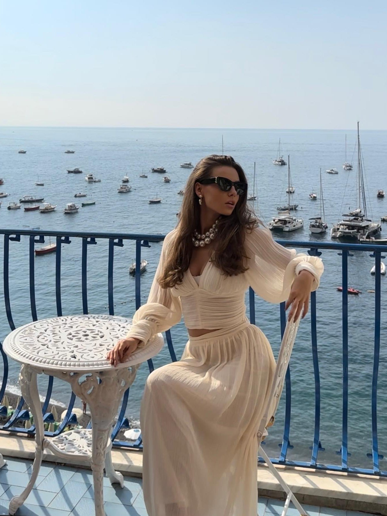 Off White Pleated Knotted Top