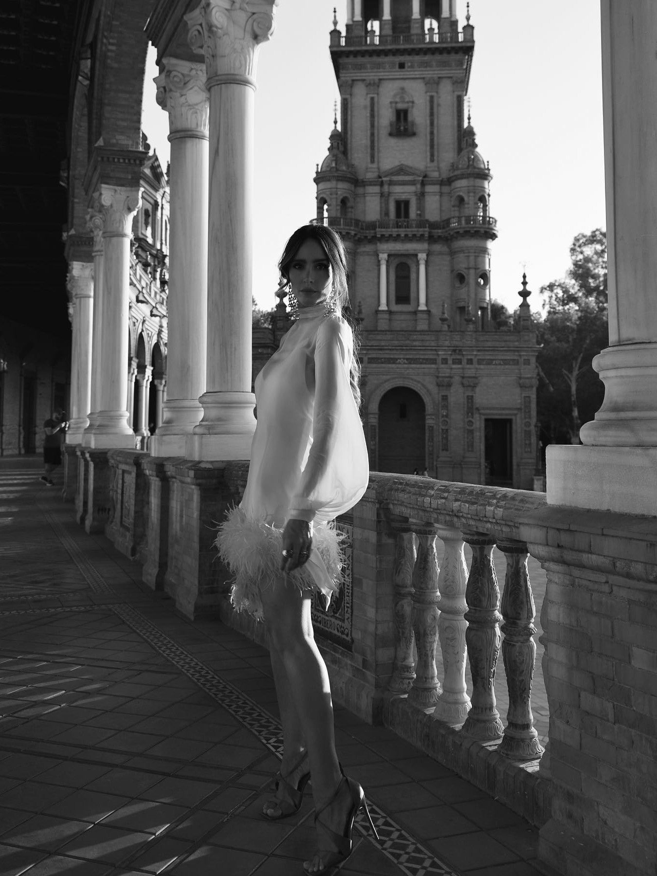 Fall Translucent Feather Dress Orange