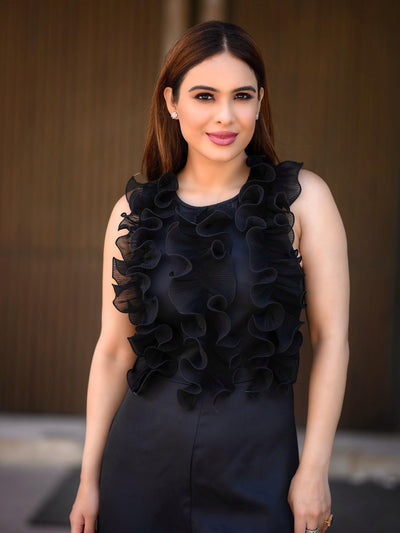 Ruffle Sleeveless Jumpsuit with Belt