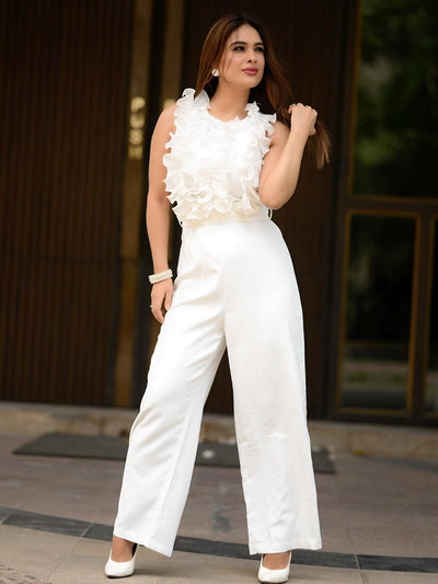 Ruffle Sleeveless Jumpsuit with Belt