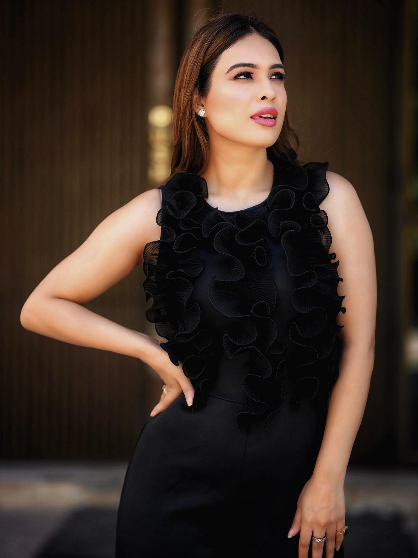 Ruffle Sleeveless Jumpsuit with Belt