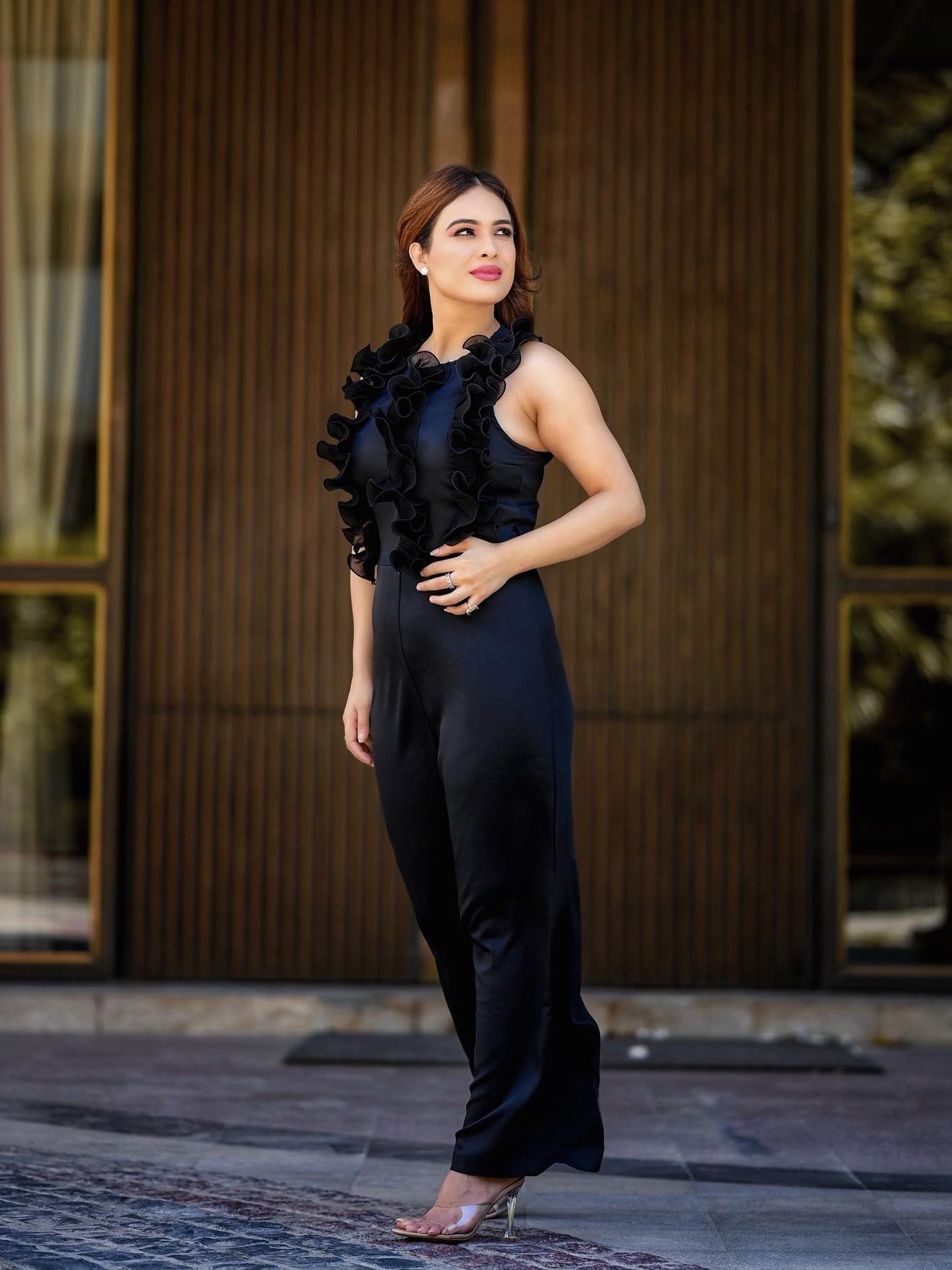 Ruffle Sleeveless Jumpsuit with Belt