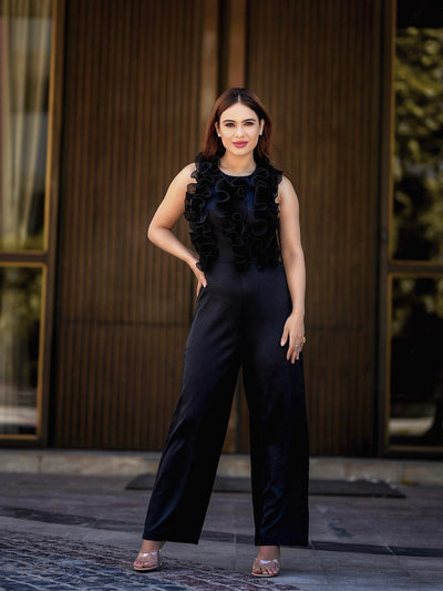Ruffle Sleeveless Jumpsuit with Belt