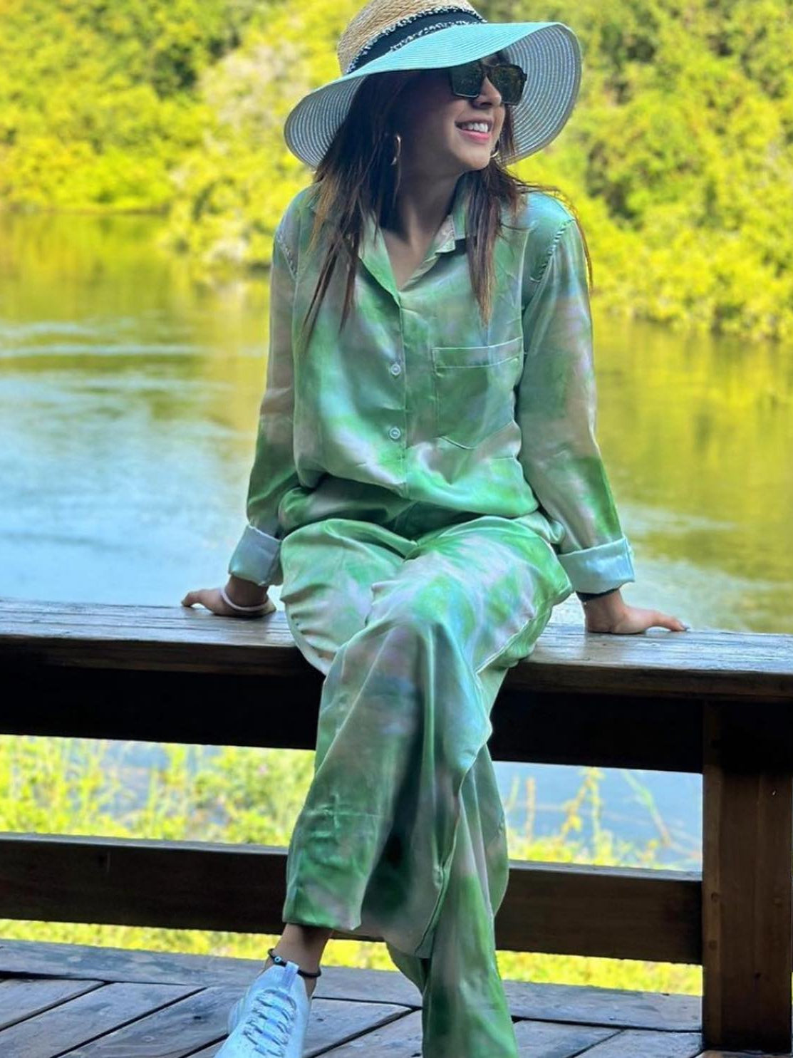 Green Tie Dye Shirt & Pants Coord Set