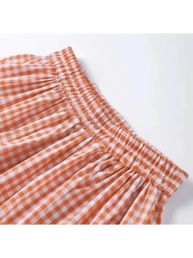 Gingham Print Cami Top & Skirt Coord Set